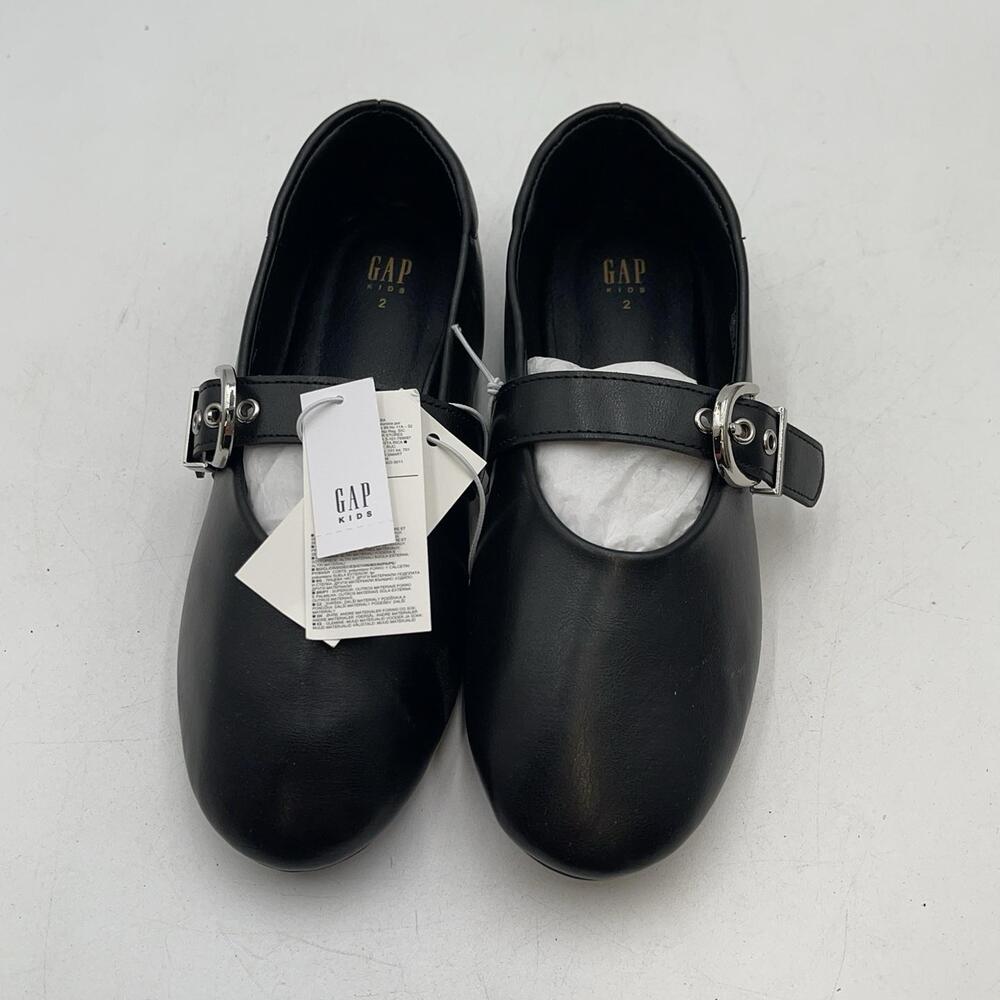 Gap Kids Mary Jane Shoes Girls Size 2 Black Buckle Flats Dress School Uniform
